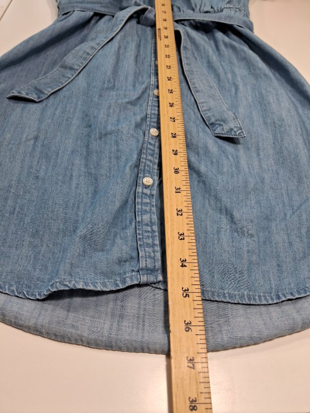 J.Crew Denim Shirt Dress XS | Belted Chambray Casual Summer - Picture 8 of 10